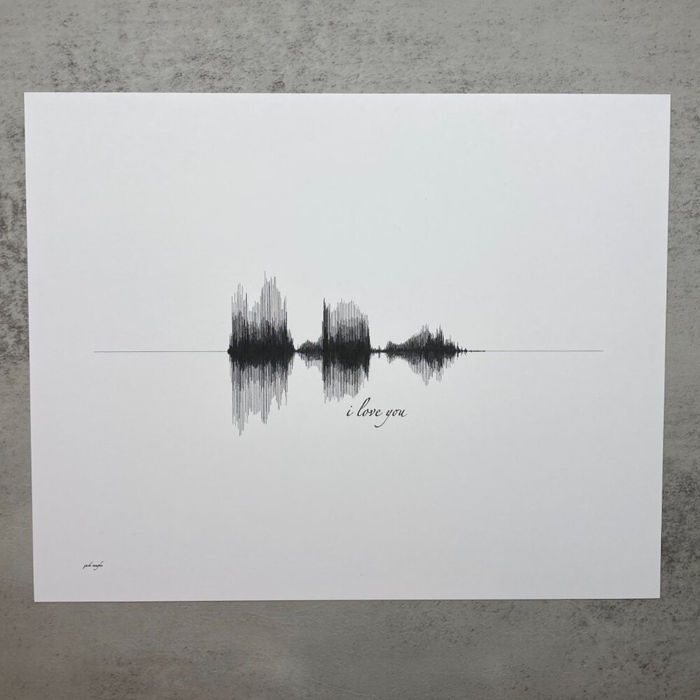 NEW I Love You Soundwave Wall Art Print 8x10in Black White Modern Minimalist